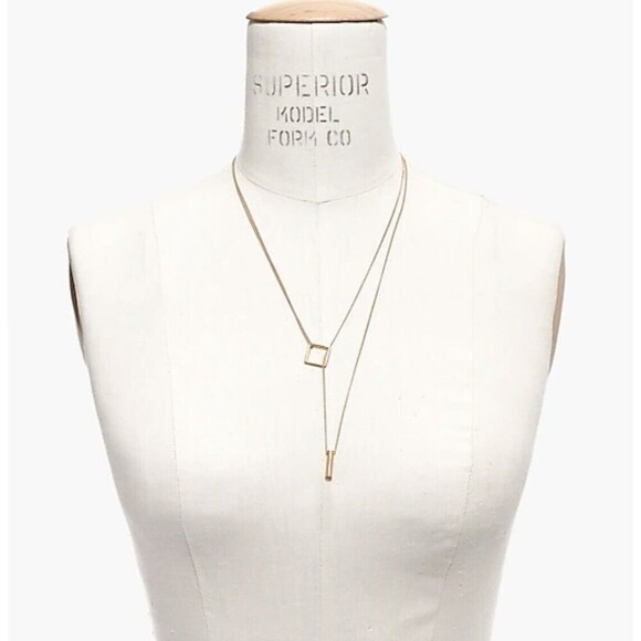 Madewell Necklace Woman Fashion 18K Gold Plated Stainless Steel Layers Geometric - Picture 1 of 5